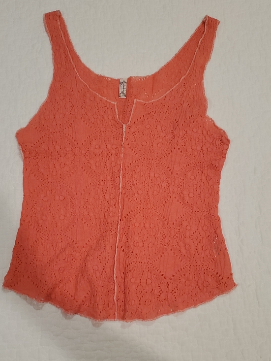 Free People Tops - Free People Coral Lace Crochet Tank